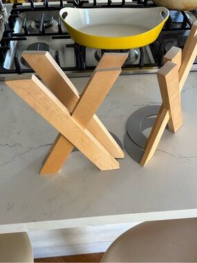 90s Ikea book ends- 2 pair of Skribent -wooden crosses- X-shaped 4
